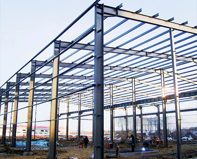Q235 Q355 H Section Galvanized Metal Construction Prefab/Prefabricated Frame Industrial Building Workshop/Warehouse Steel Structure with Painted Sandwich Panel